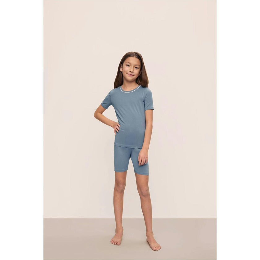 Kids TENCEL™ Modal Unisex Short PJ Set, Blue