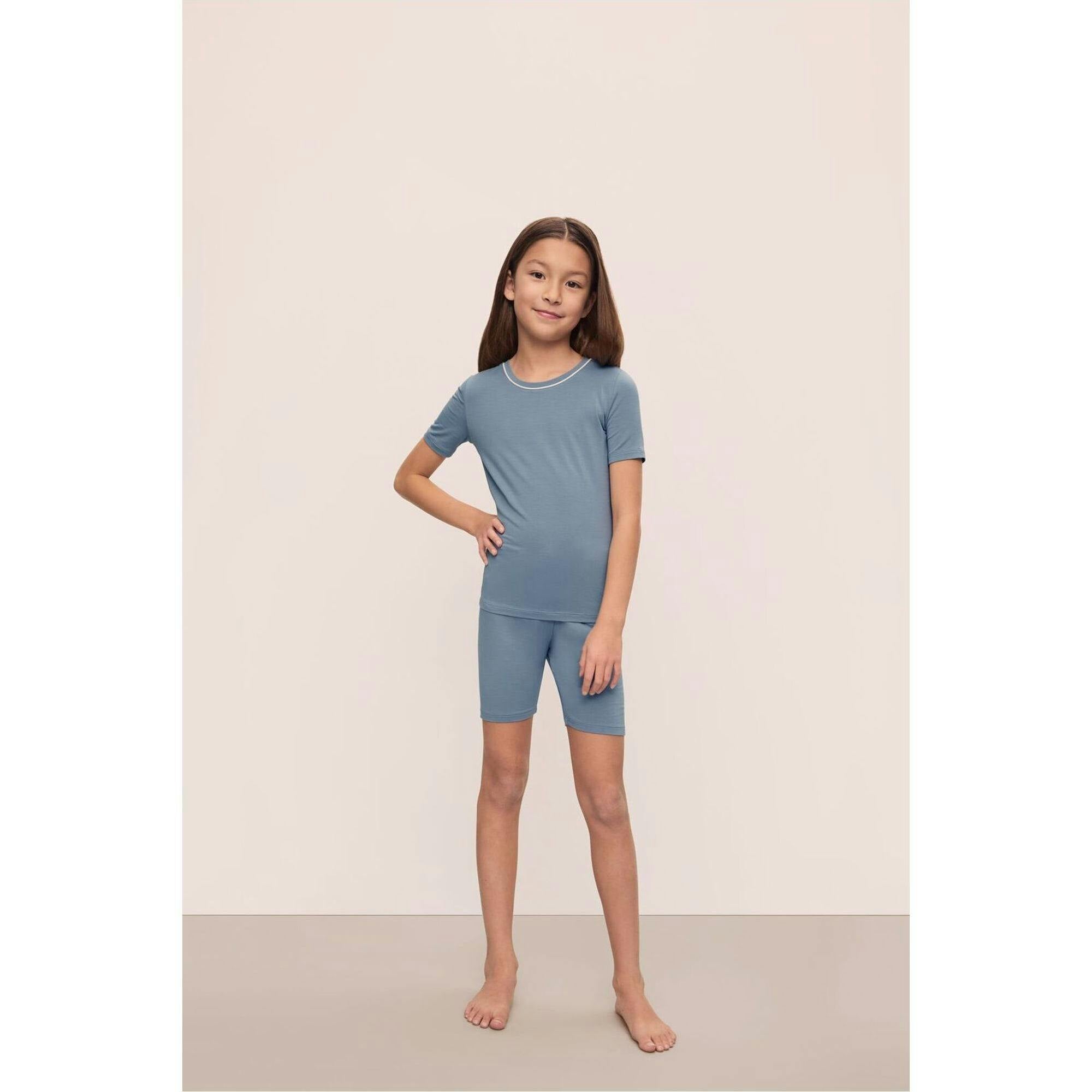 Kids TENCEL™ Modal Unisex Short PJ Set, Blue
