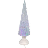 17.25-Inch Battery Operated USB LED Lighted Christmas Tree Lantern with Spinning Glitter Water