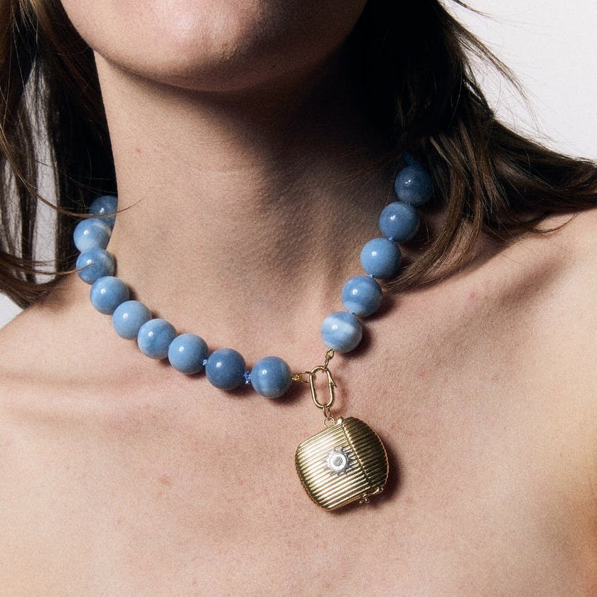 Jumbo Blue Opal Knotted Gemstone Necklace