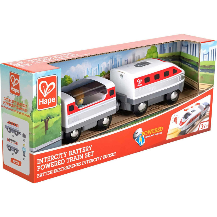 Hape: Intercity Battery Powered Train Set - Red & White