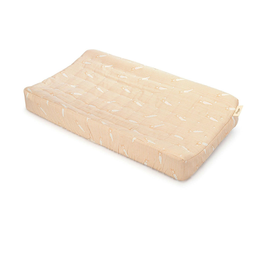 Clementine Carrot Stripe Cotton Quilted Change Pad Cover