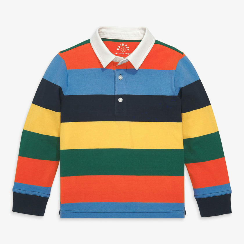 Kids long sleeve polo in rugby stripe