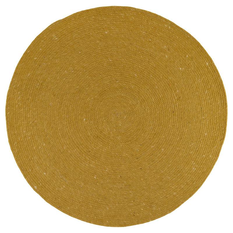 Neethu Hand-Crafted Felted Wool Round Rug, Yellow