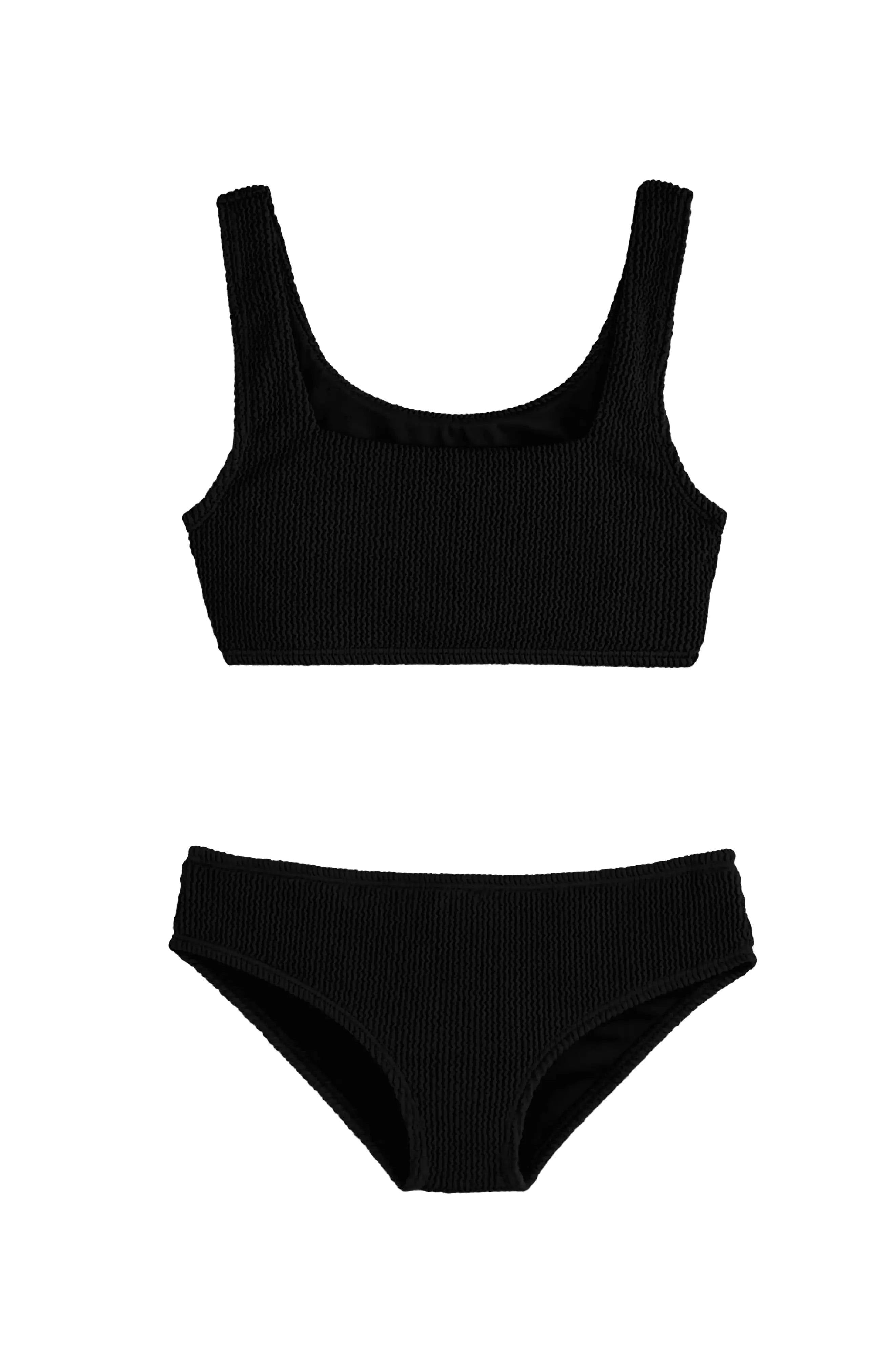 Fay Crinkle Tankini Two Piece Swimsuit - Black