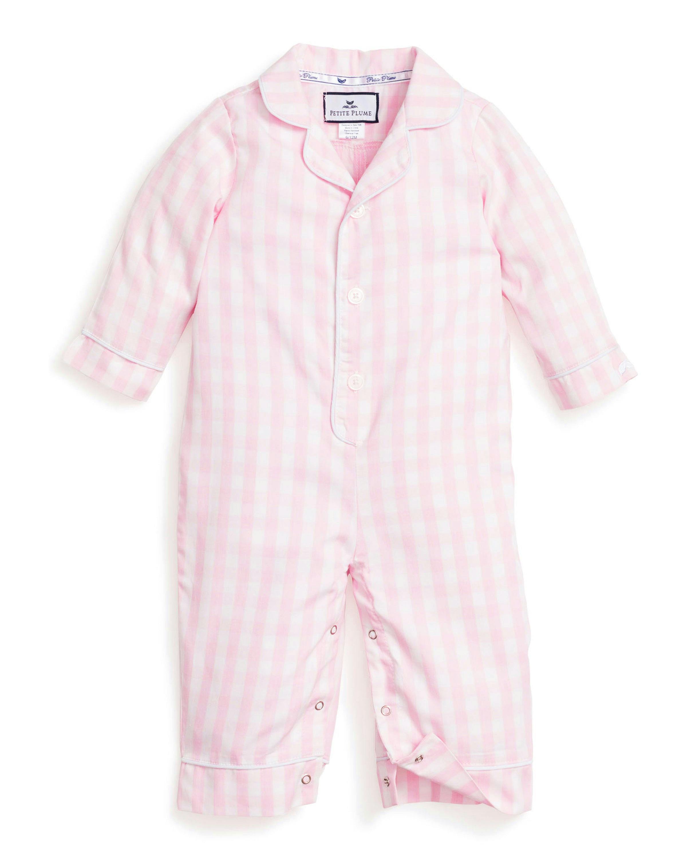 Baby's Twill Classic Romper in Pink Gingham