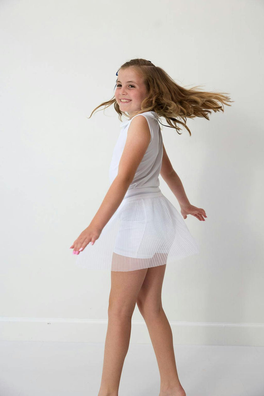 white pleated skort