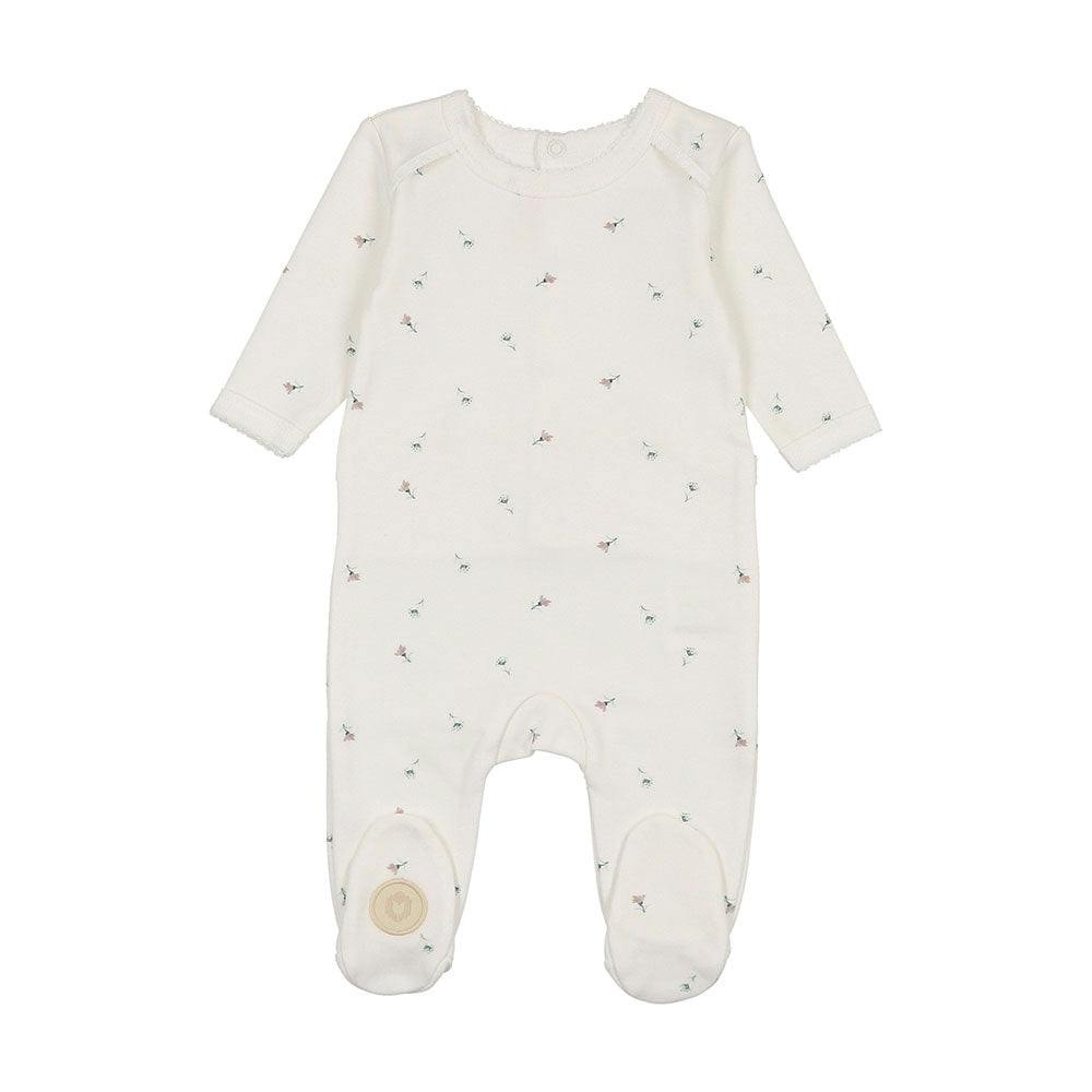 Plush Print Girls' Footie Ivory & Pink