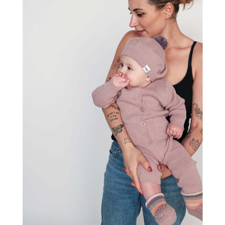 Chunky Ribbed Knit Round Neck Long Sleeve Fitted Romper