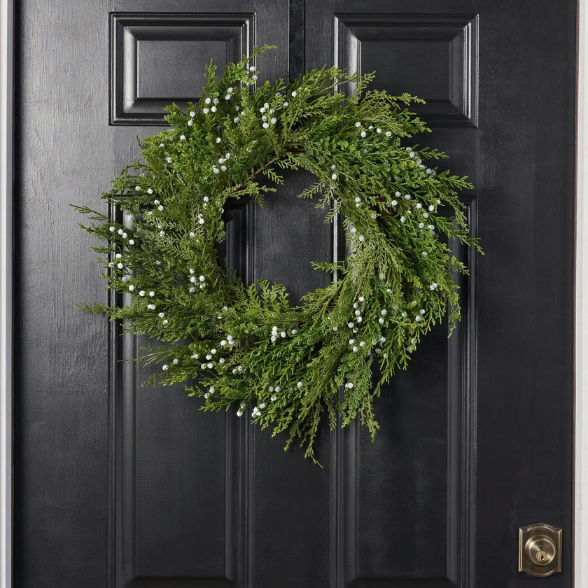 Seeding Winter Juniper Berry Greenery Classic Holiday Front Door Wreath