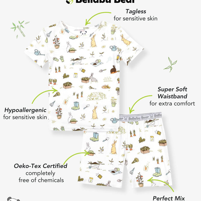 Bunny Garden Bamboo Kids Pajama Short Set