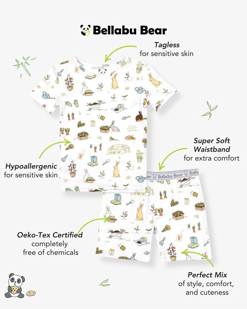 Bunny Garden Bamboo Kids Pajama Short Set