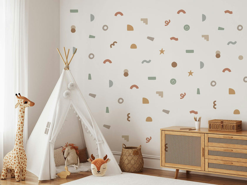Peel & Stick Fabric Wall Stickers - Abstract Shapes (Earth