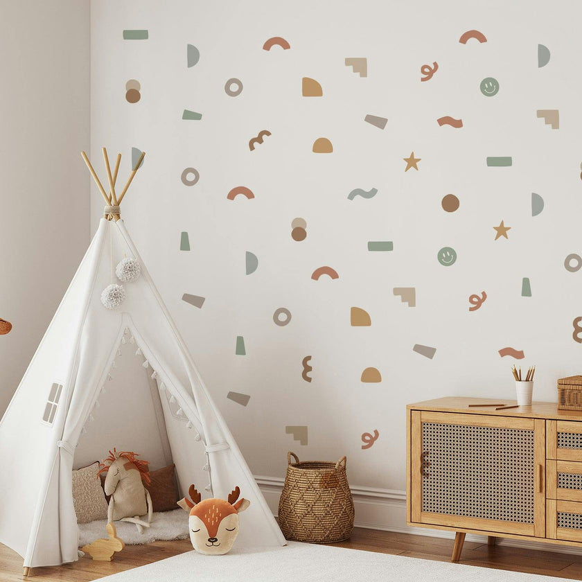 Peel & Stick Fabric Wall Stickers - Abstract Shapes (Earth