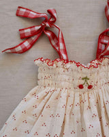 Embroidered Smock Set in Red Dot/Cherry