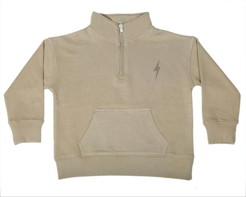 Kids Quarter Zip Sweatshirt -Stone