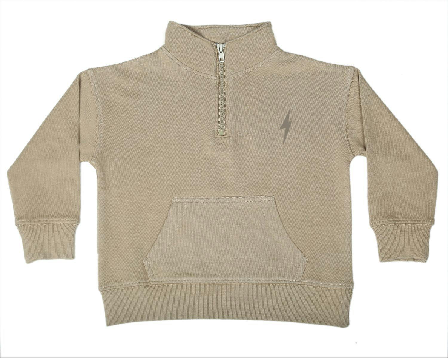 Kids Quarter Zip Sweatshirt -Stone