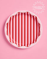 Candy Stripe Plates - 10 paper plates, 9in