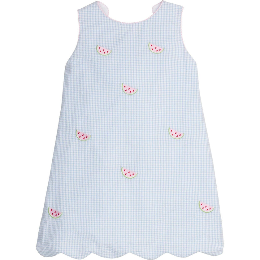 Embroidered Bow Back Dress - Watermelon