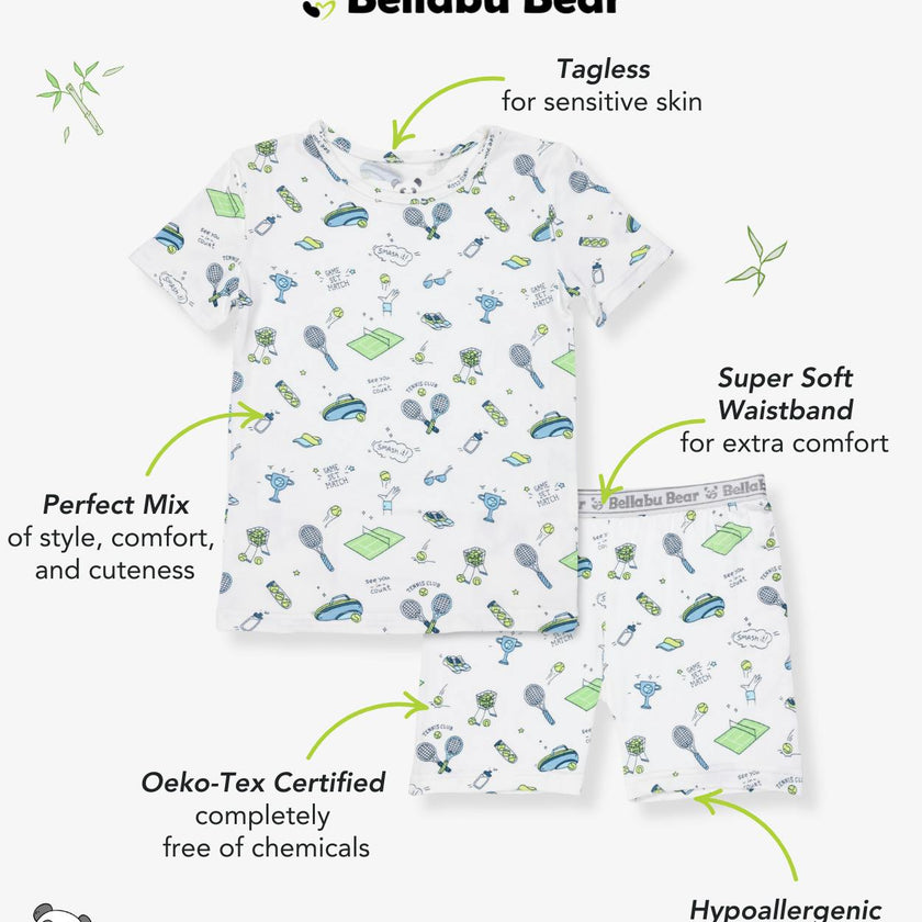 Tennis Bamboo Kids Pajama Short Set