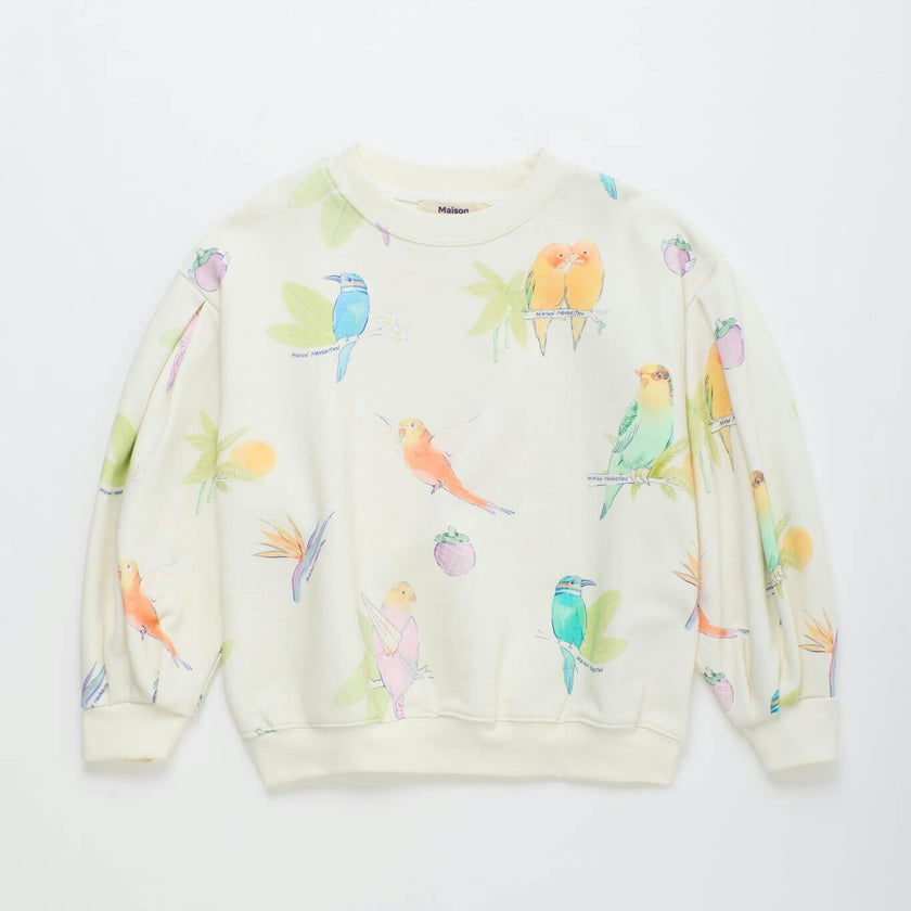 BIRDS SWEATSHIRT CLOUDY WHITE