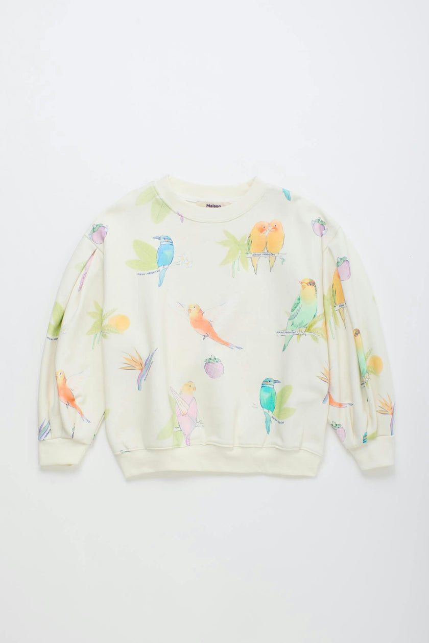 BIRDS SWEATSHIRT CLOUDY WHITE