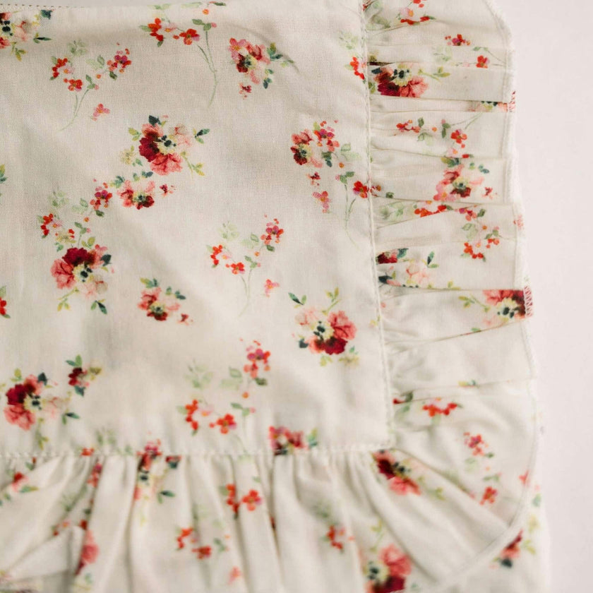 Scarlet Bloom Timeless Floral Ruffle Zipper Pouch