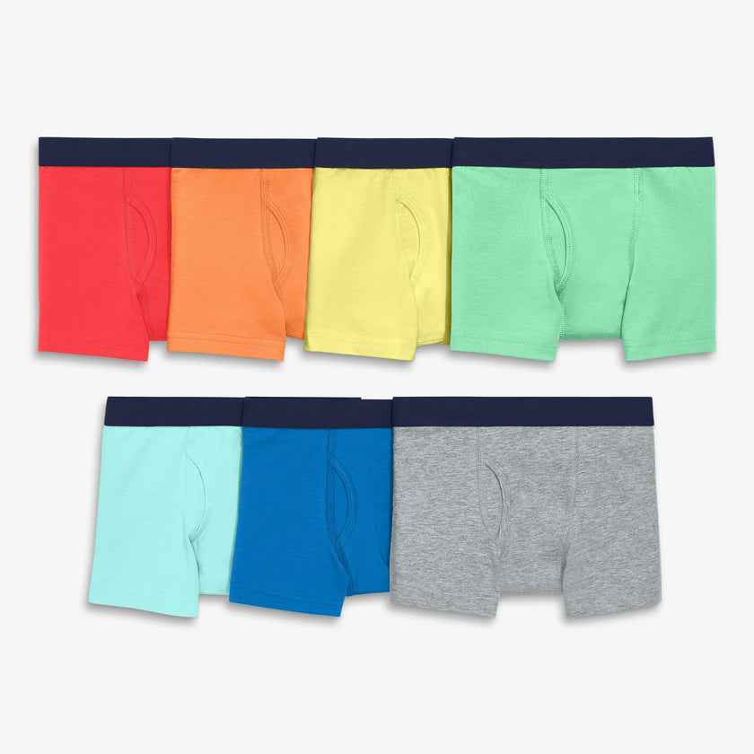 Kids boxer brief 7-pack in solid rainbow mix