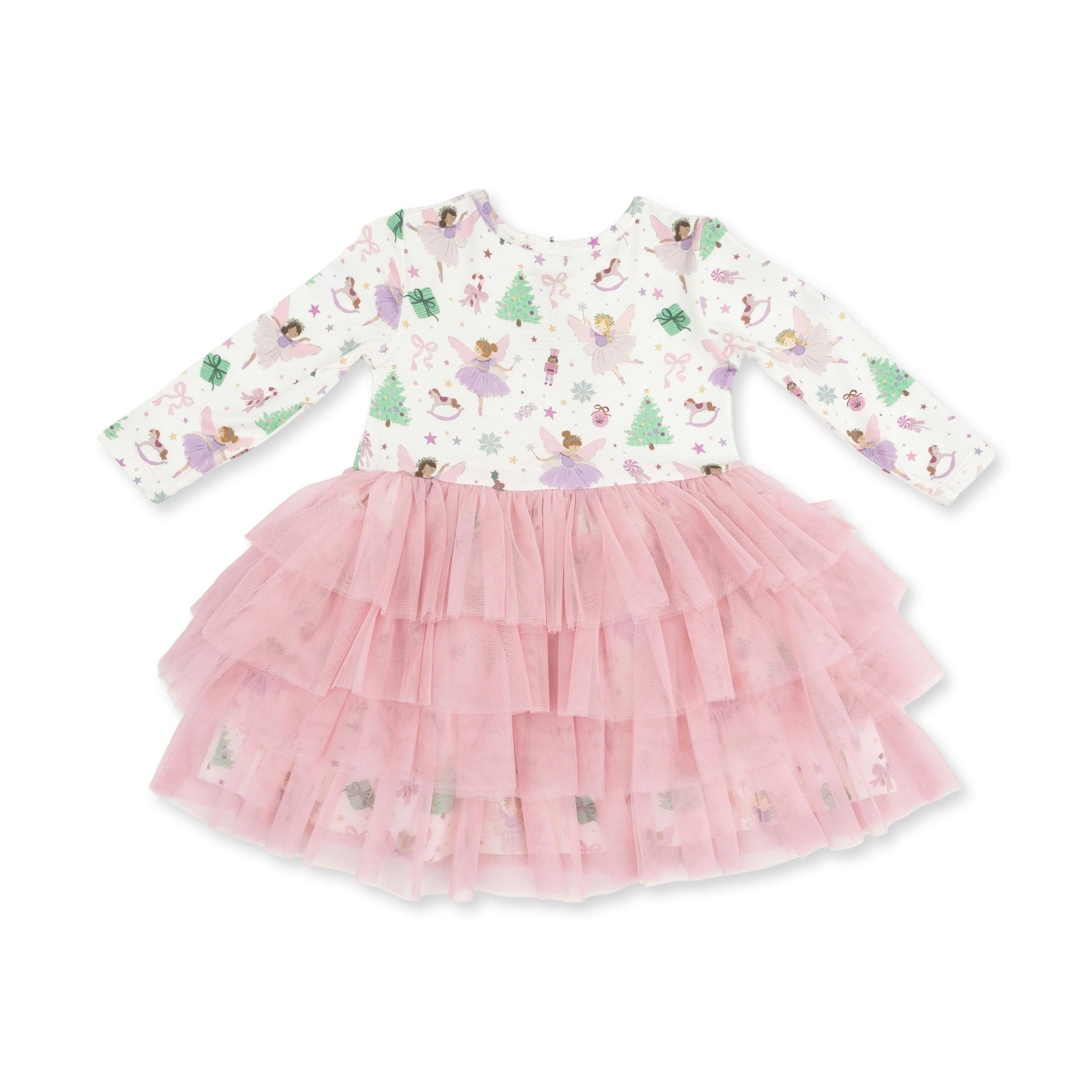 Sugar Plum Fairies - Twirly Long Sleeve Tutu Dress with Cartwheel Short