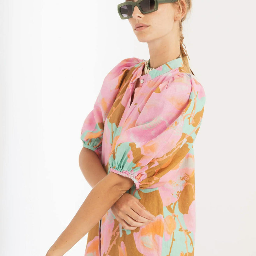 Bubble Linen Dress - Aquarela