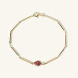 One of a Kind Pear Shaped Pink Tourmaline Station Bracelet
