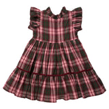 Girls Jennifer Dress - Burgundy Tartan