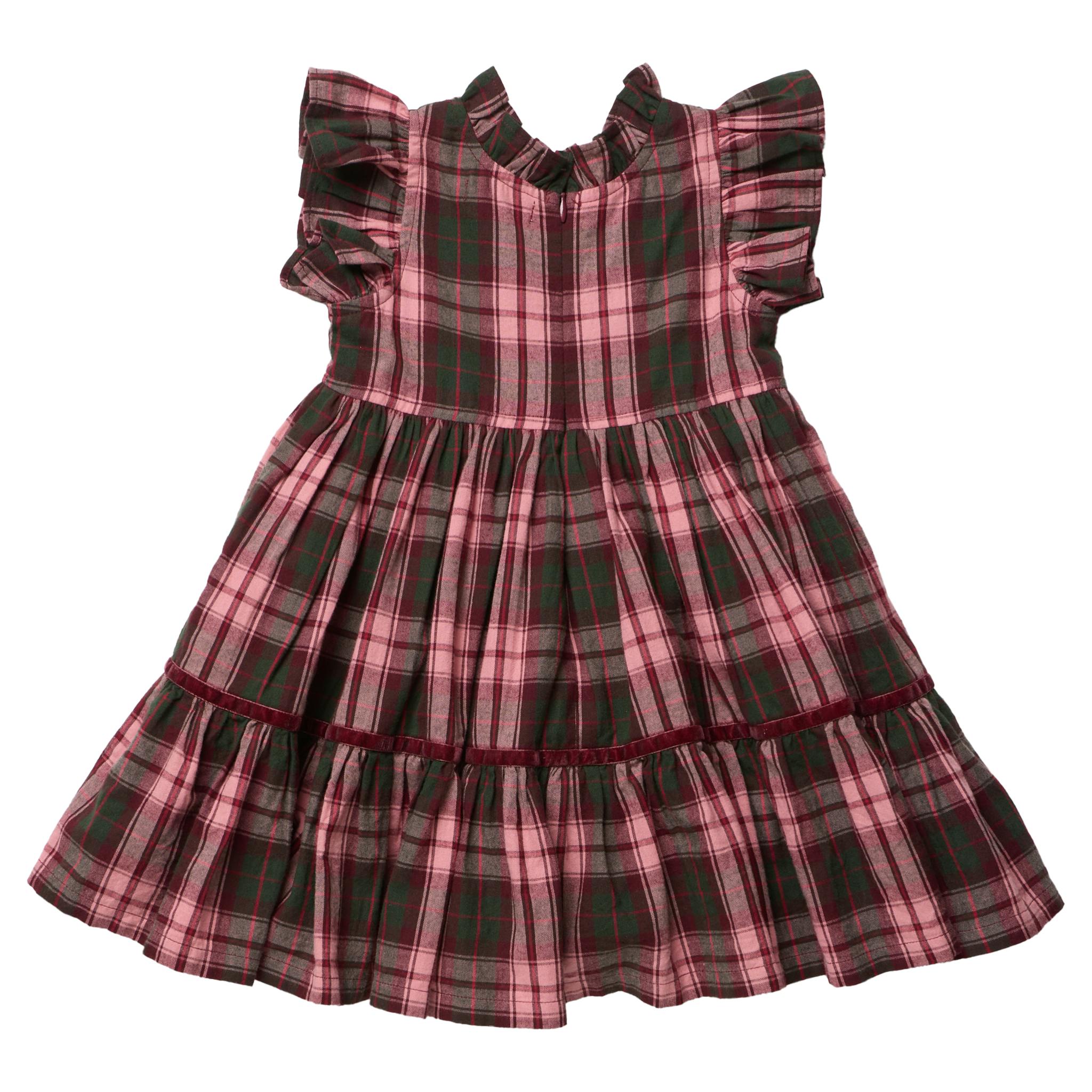 Girls Jennifer Dress - Burgundy Tartan