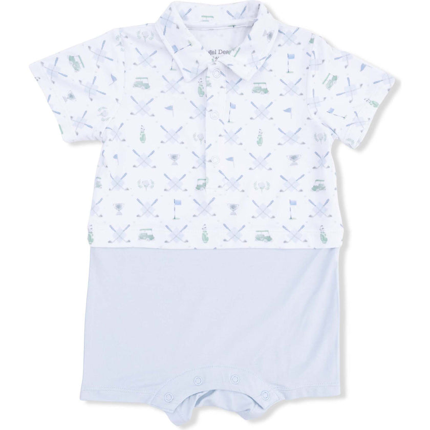 Short Playsuit, Golf Trellis Blue