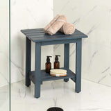 Kellie 16.1" Cottage Classic Slatted Solid Acacia Wood Indoor/Outdoor Side Table with Shelf