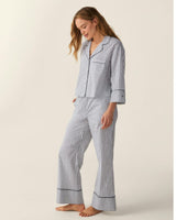 The Celine Poplin Pajama Set in Navy French Ticking
