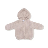 Chenille - Stone Hooded Jacket with Striped Texture