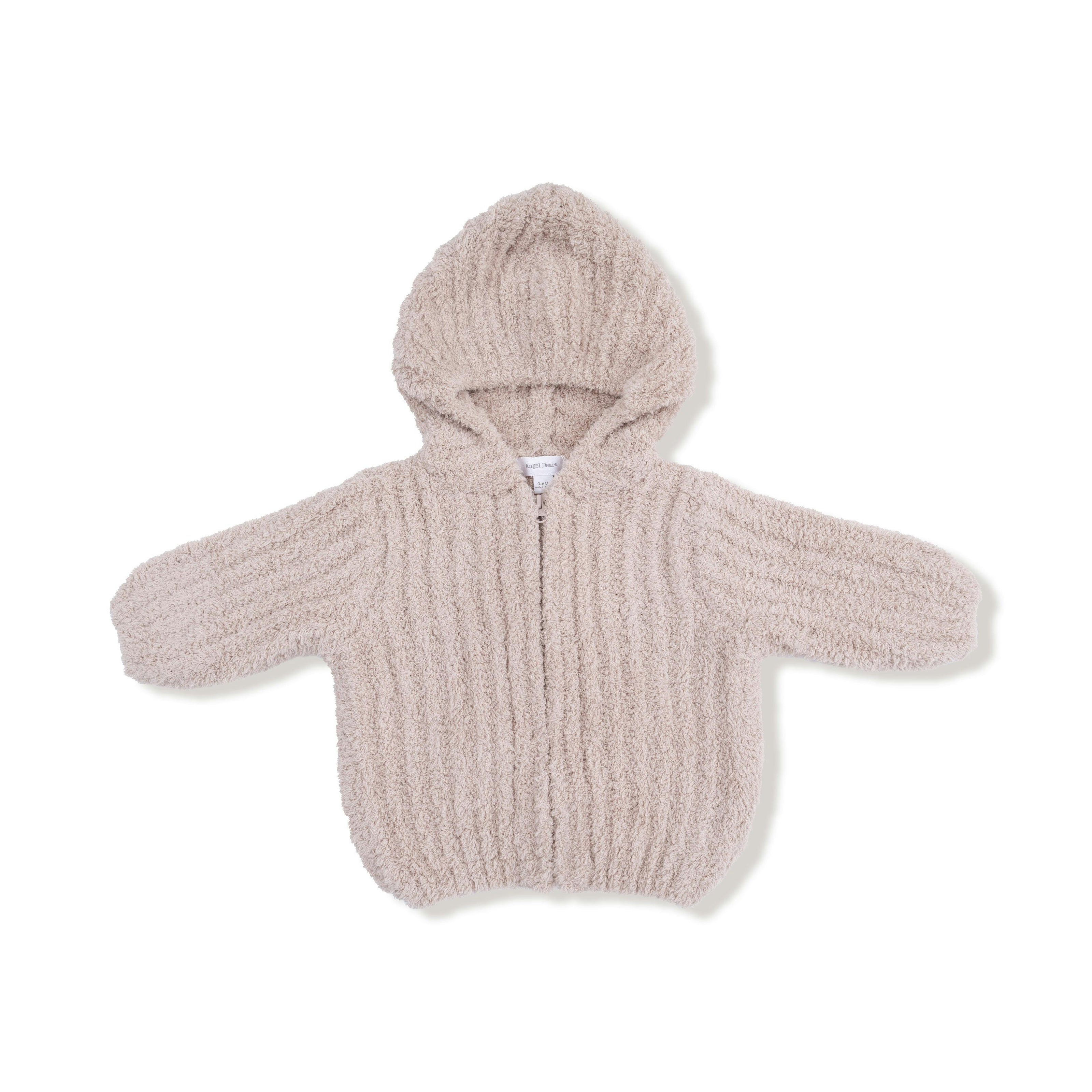 Chenille - Stone Hooded Jacket with Striped Texture