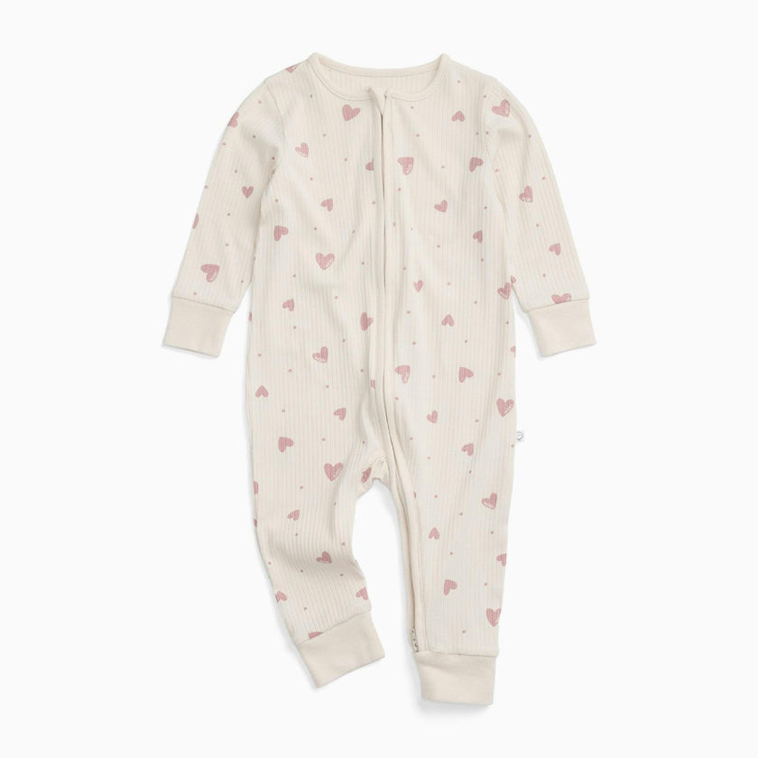 Hearts Ribbed Clever Zip Snug Fit Pajamas