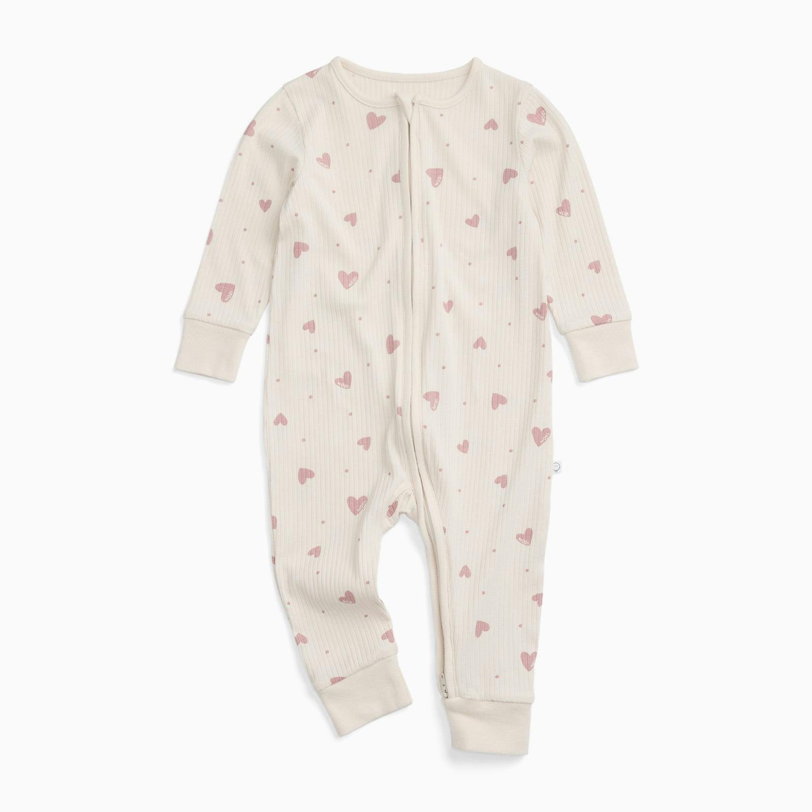 Hearts Ribbed Clever Zip Snug Fit Pajamas