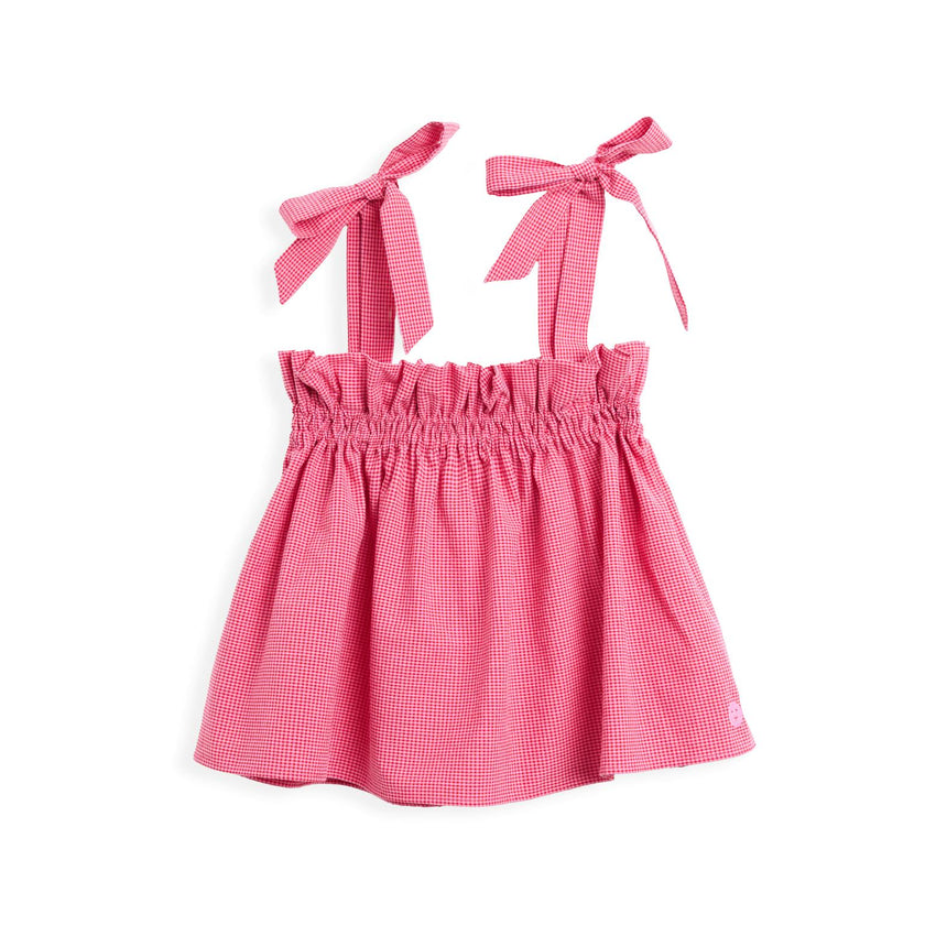 women's vichy frilled top - wild berry