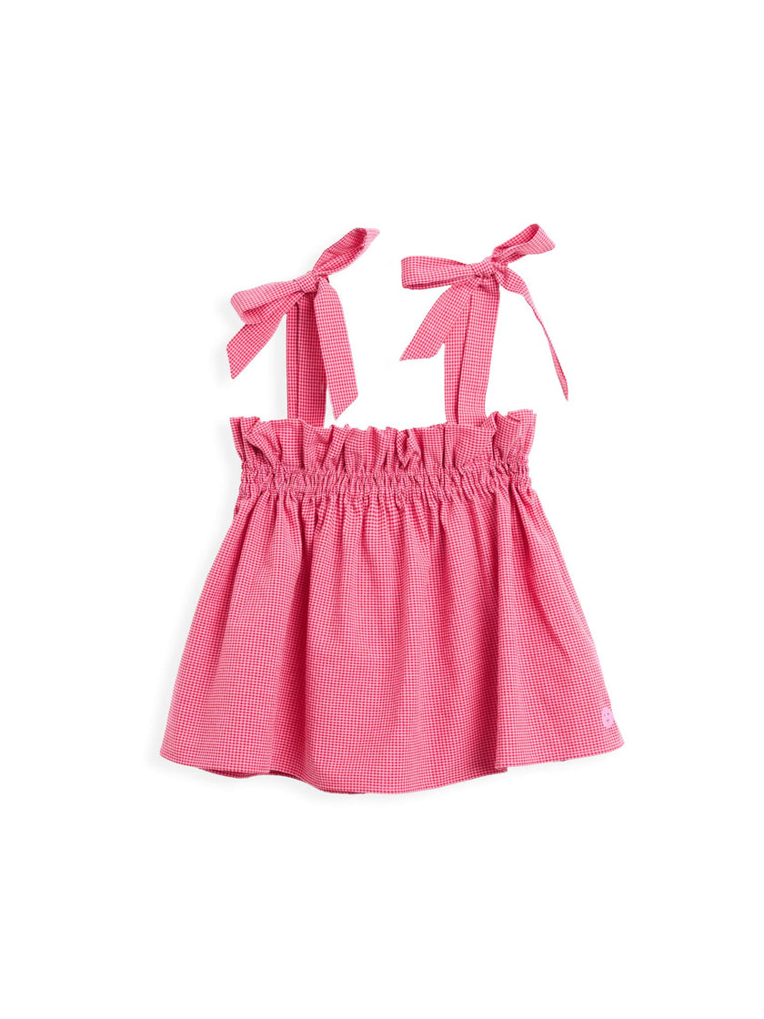 women's vichy frilled top - wild berry