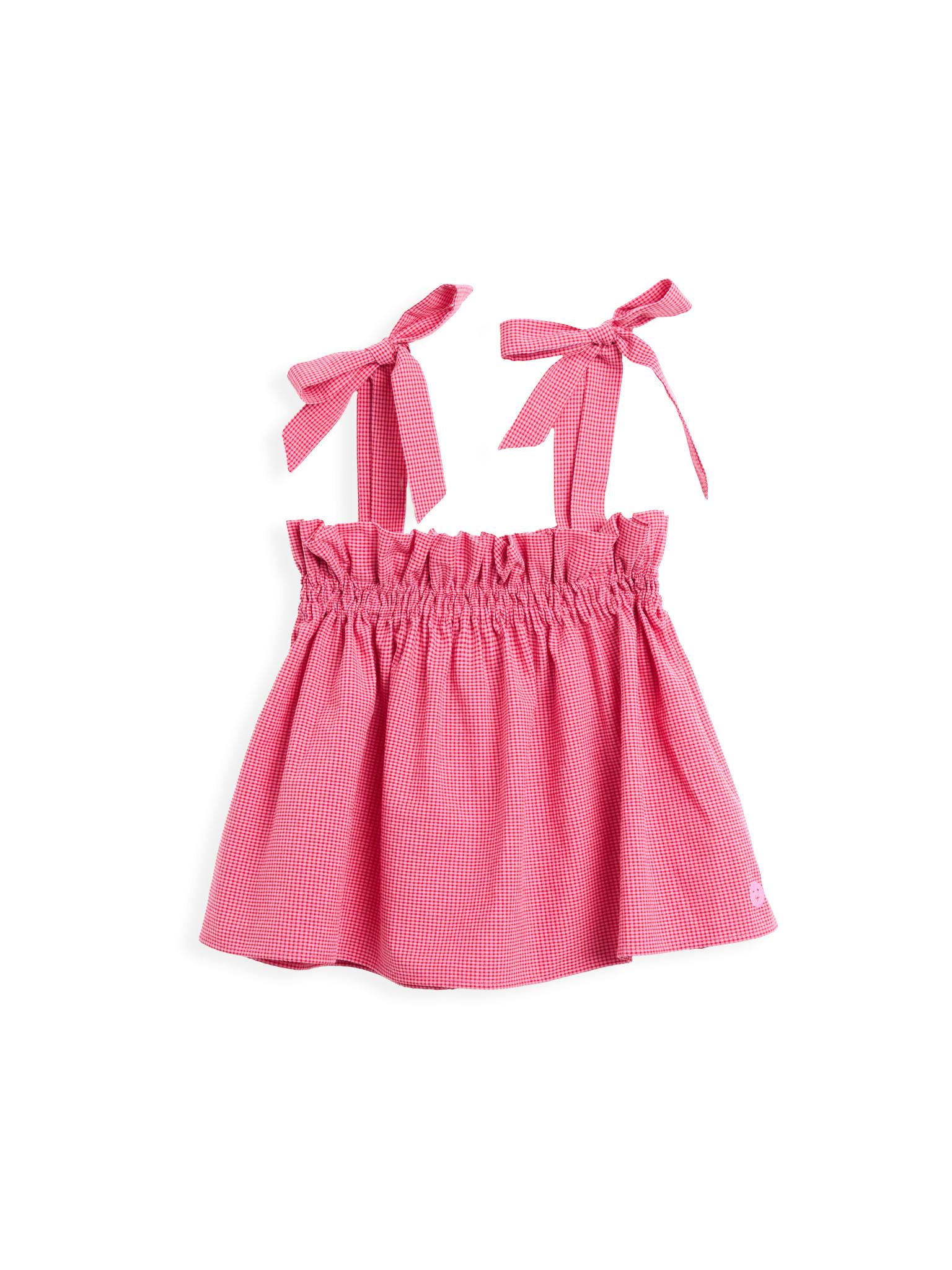 women's vichy frilled top - wild berry