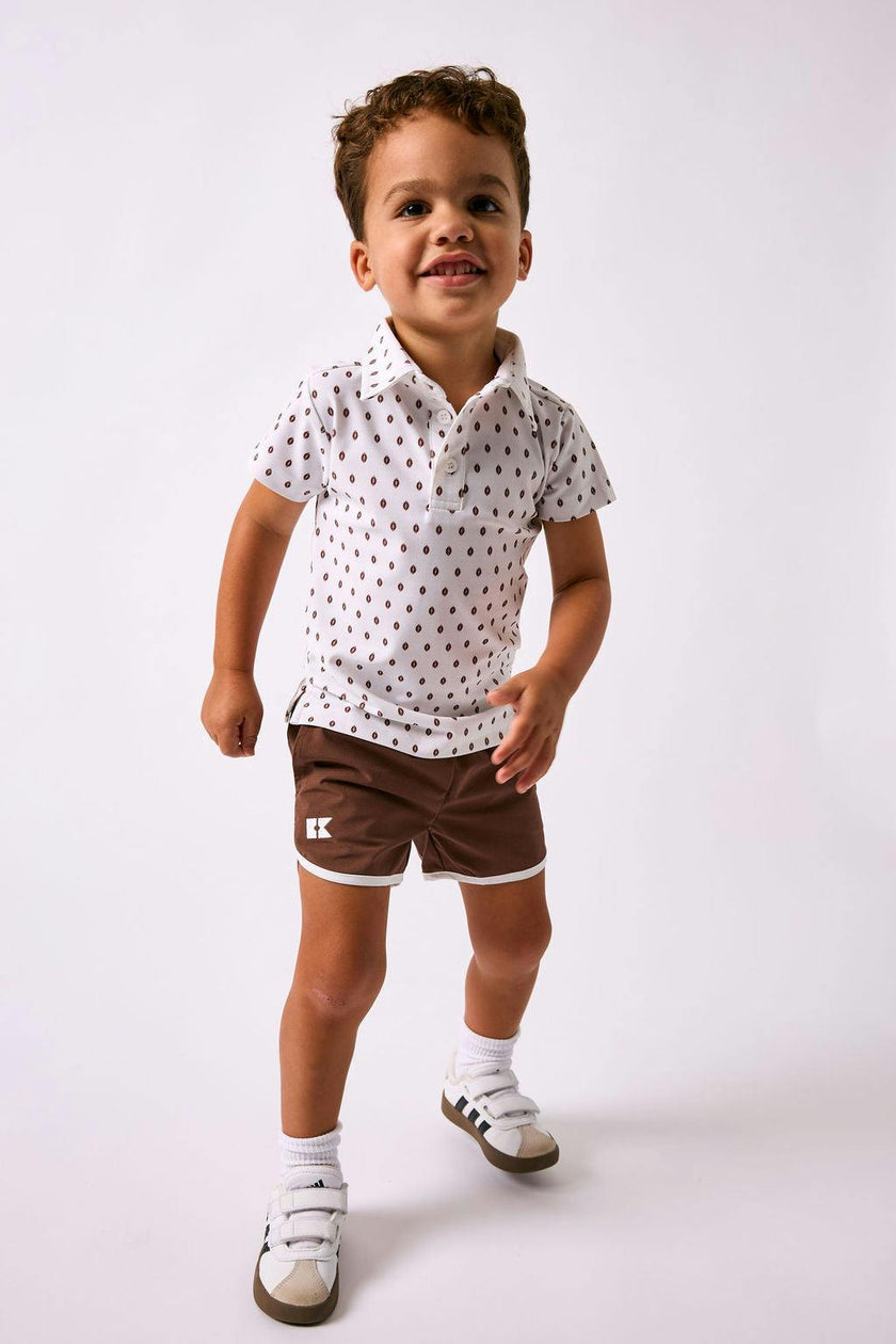 brown retro super short with white piping