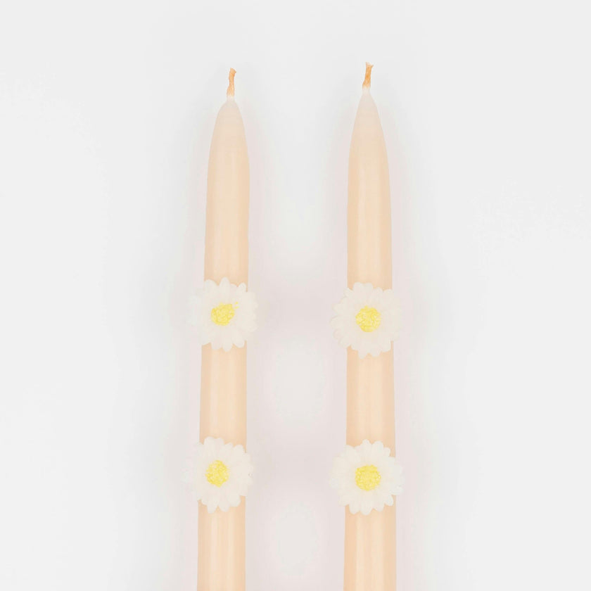 Pink Daisy Taper Candles
