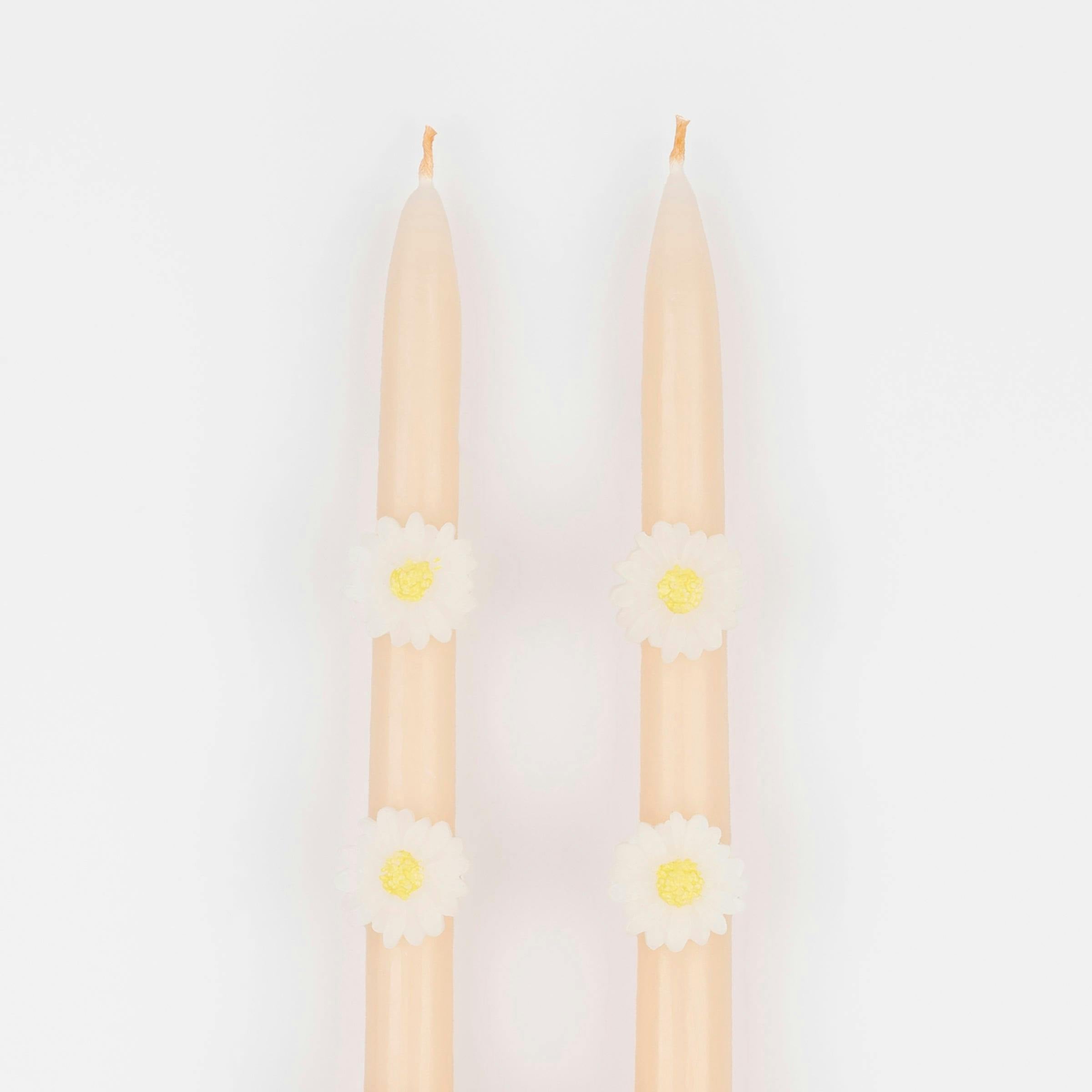 Pink Daisy Taper Candles