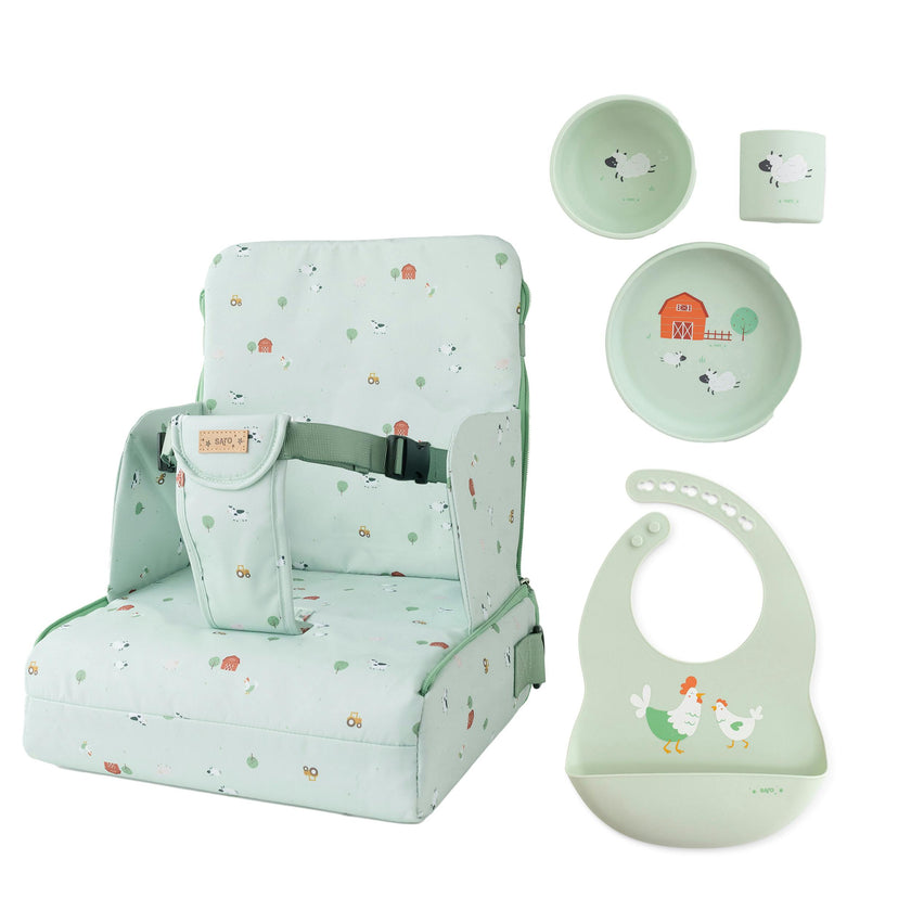 Funny Farm Feeding Fun with Portable Booster Seat