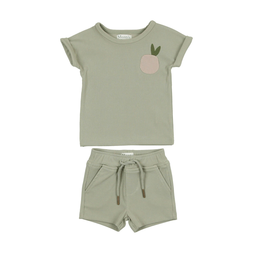 Boys Ribbed Berry Applique Tee & Short Set