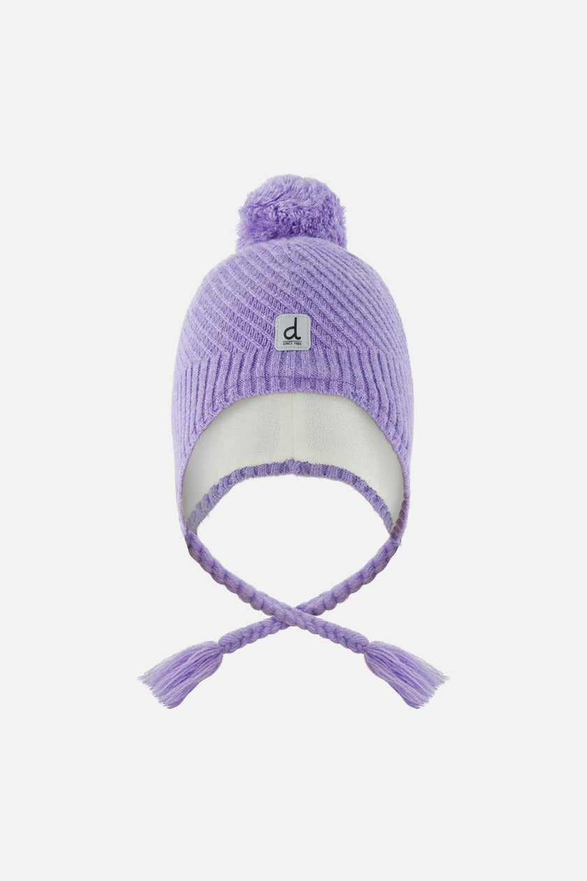 Winter Peruvian Knit Hat with Pompom Violet