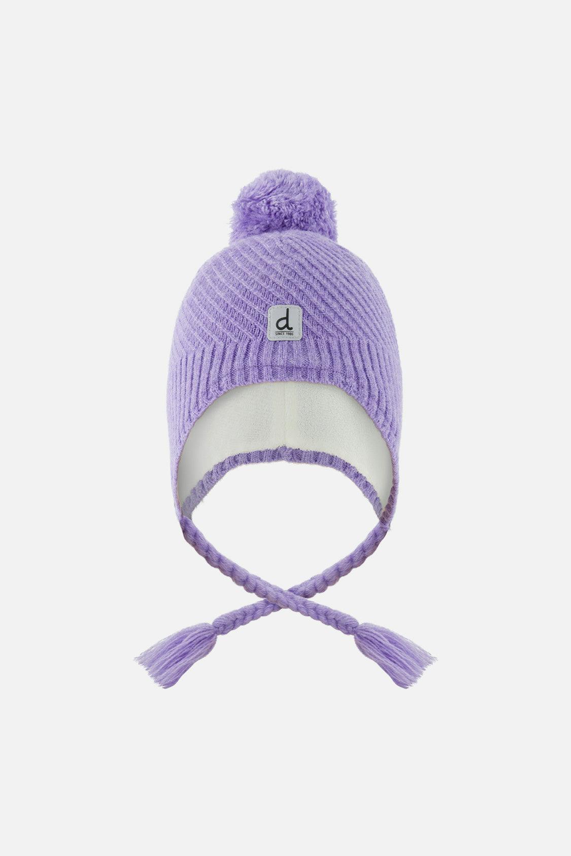 Winter Peruvian Knit Hat with Pompom Violet